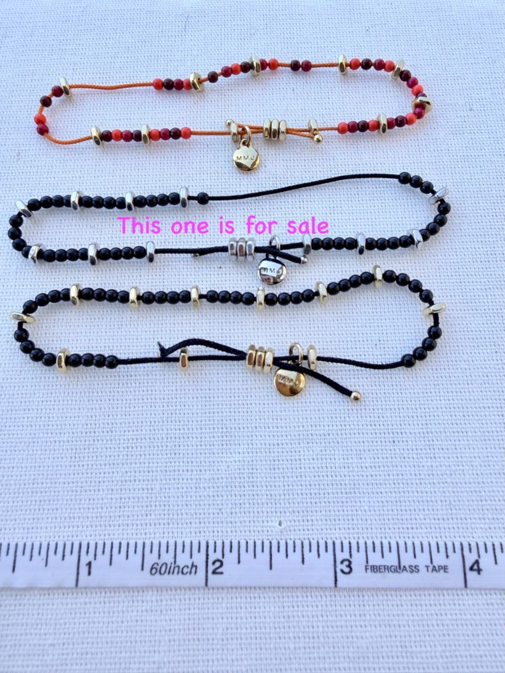 Marc by Marc Jacobs Silver Tone and Black Bead Sting Bracelet